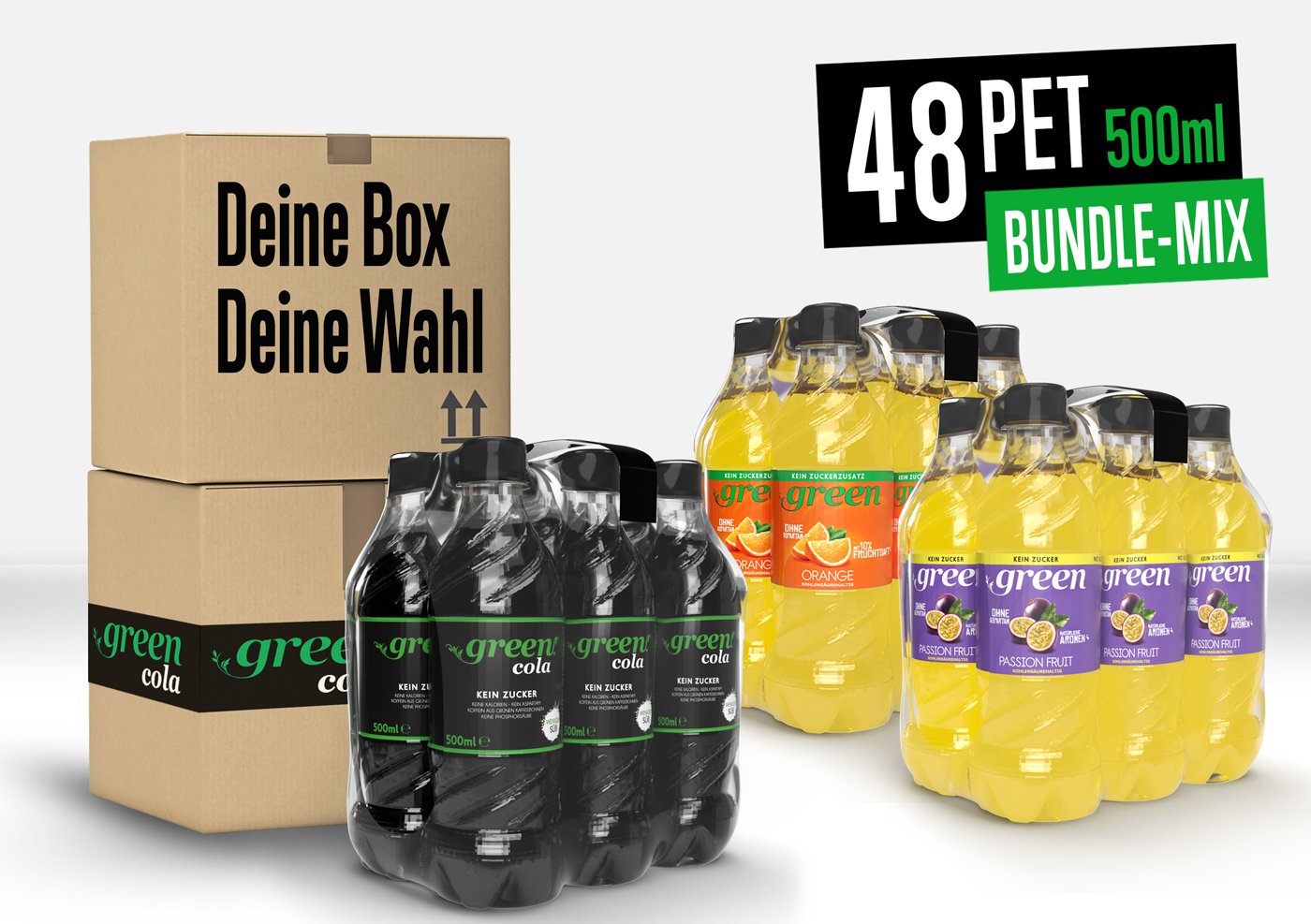 Green Mix Bundle 0,5L PET – 2x 24 Flaschen nach Wahl