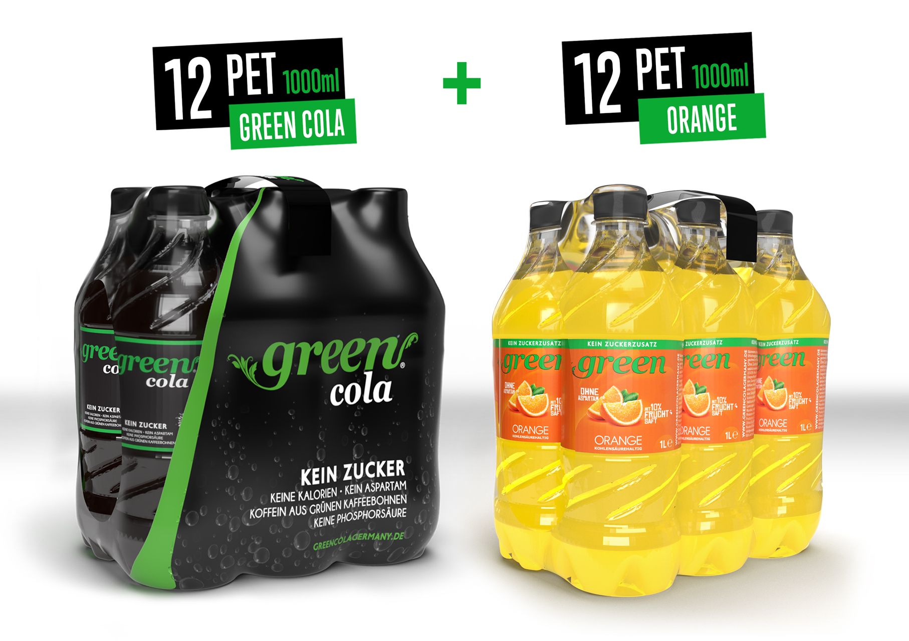 Green Mix Bundle 1,0L PET – 12x Green Cola + 12x Green Orange