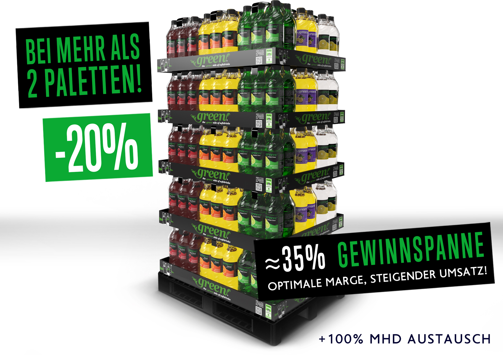 Chep Display x45 Green Flavors Mix // 500ml