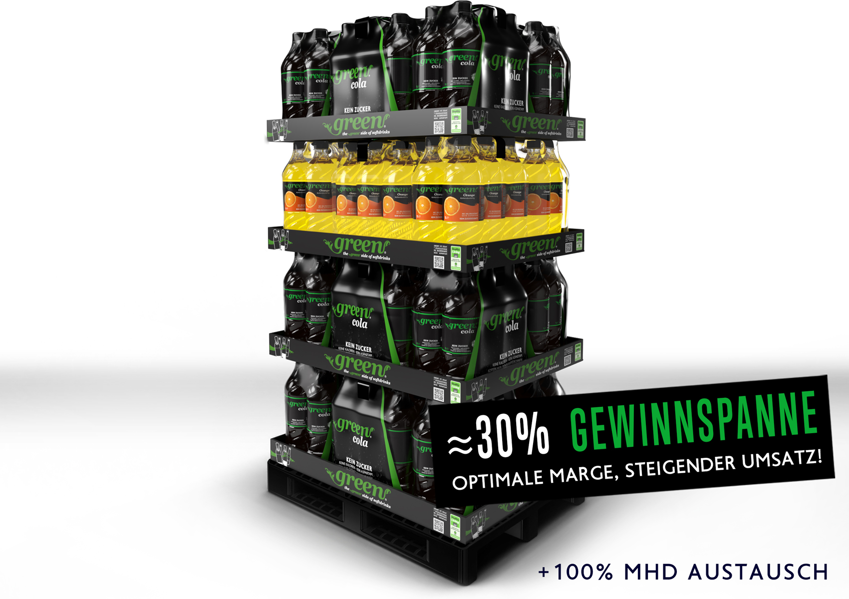 Chep Display x15 Green Cola + x5 0range // 1000ml